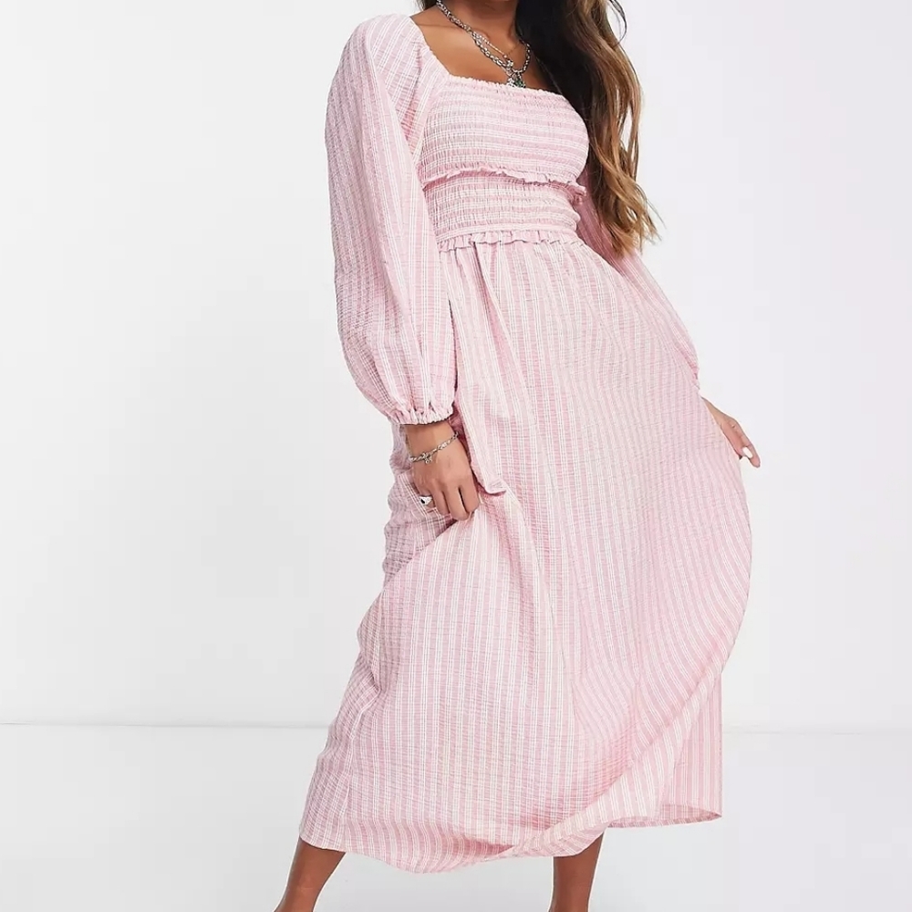 Topshop pink striped dress